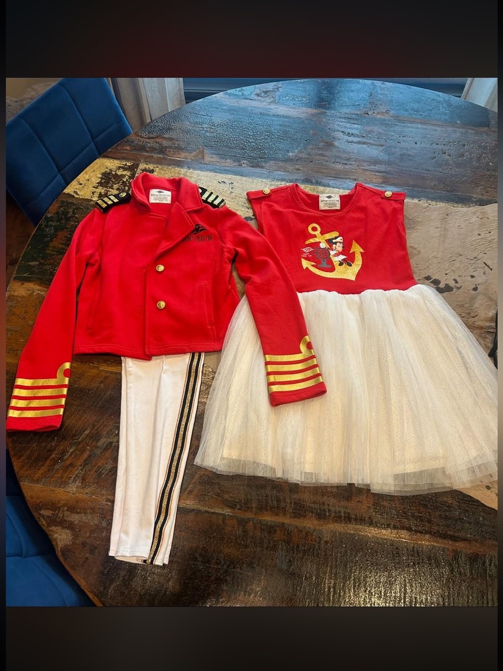 Red Nautical Captain Kids Costume Set with Tutu and Jacket